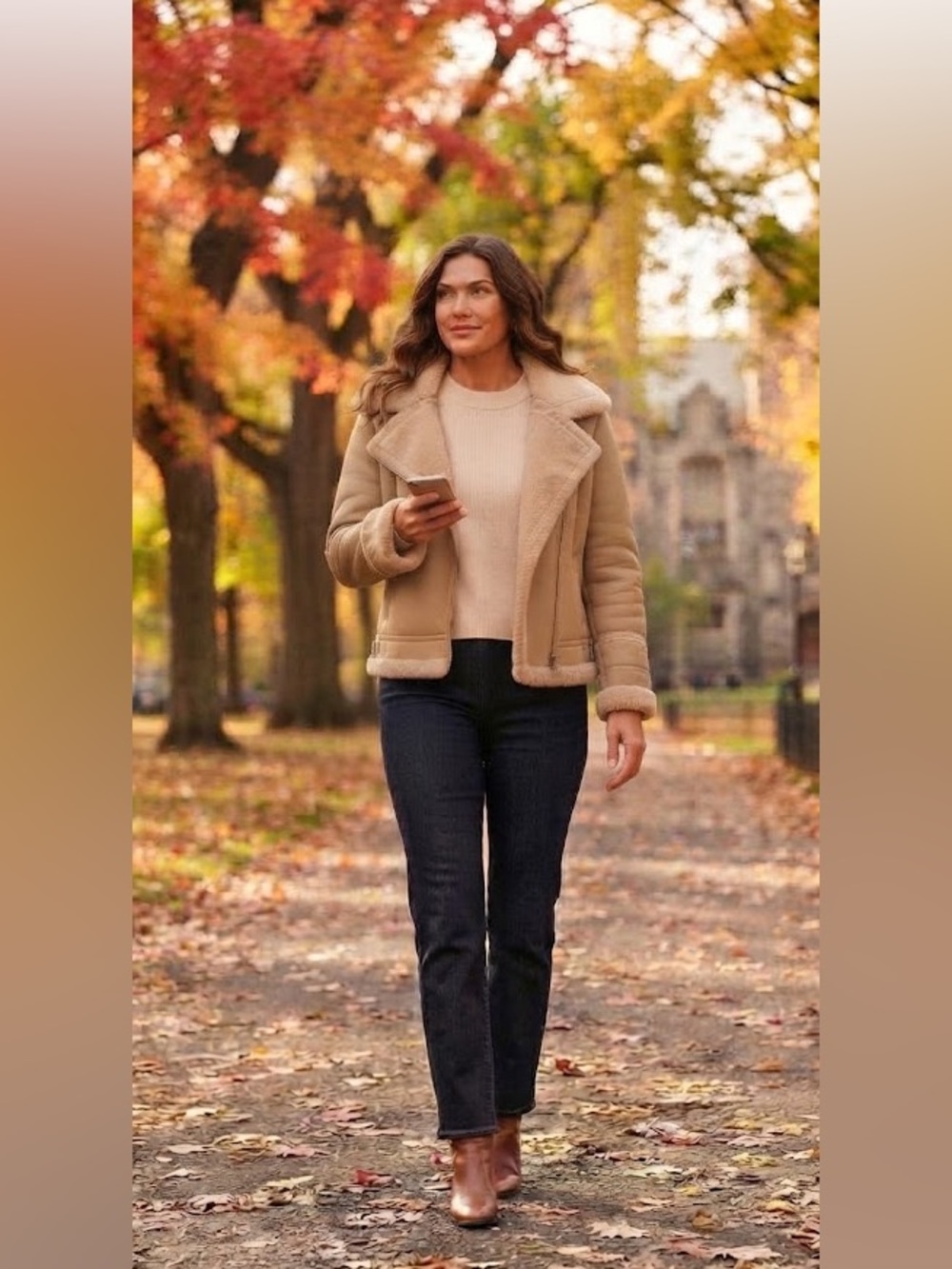 BNWT CLEO CAMEL brown Cropped Coat zippered •faux fur lined •Super soft •Size L